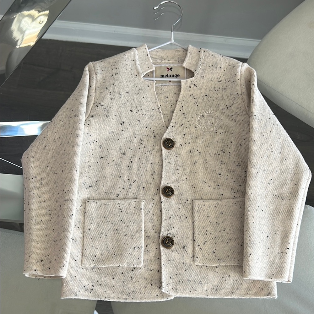 Melange Kids Beige Speckled Cardigan